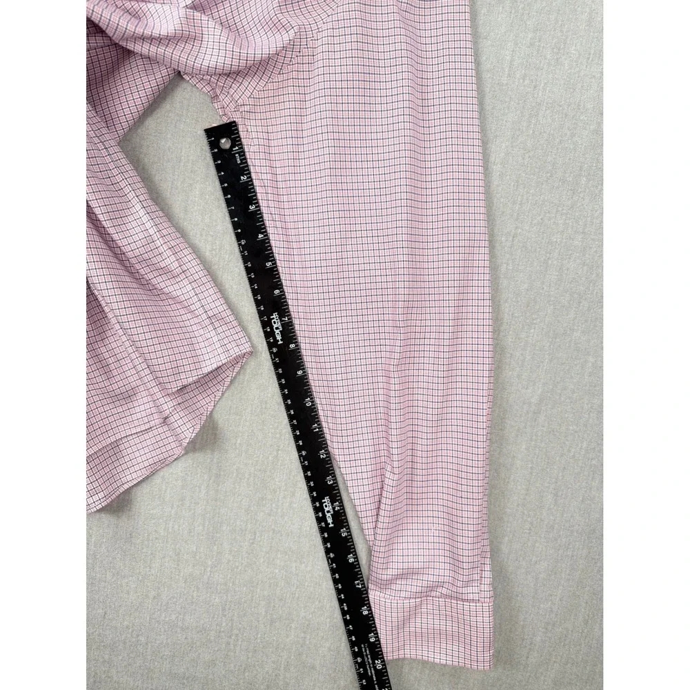 Banana Republic Mens XL Standard Fit Non-Iron Pink Blue Micro Check Dress‎ Shirt